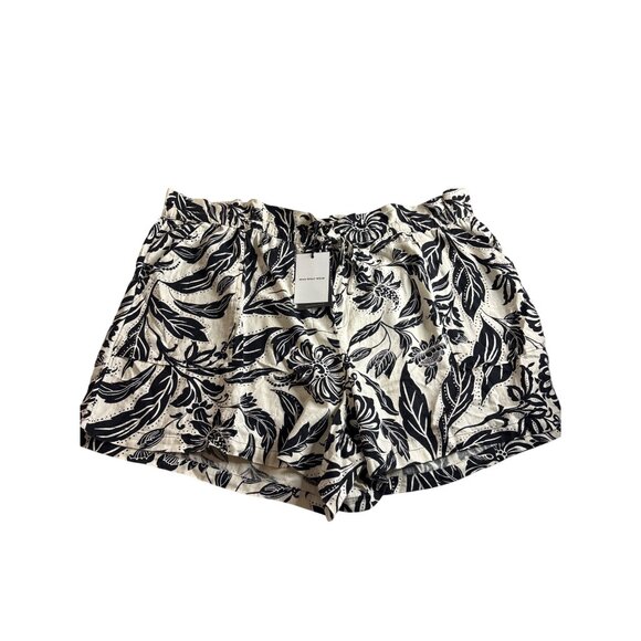 Who What Wear Womens 3X Batik Floral Birch Linen Blend Paperbag Shorts Black Cre - Picture 1 of 6